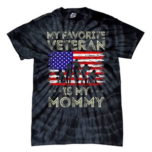 My Favorite Veteran Is My Mommy American Flag Veterans Day Tie-Dye T-Shirt