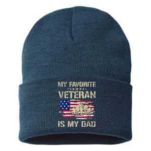 My Favorite Veteran Is My Dad Father Proud Fathers Day Sustainable Knit Beanie