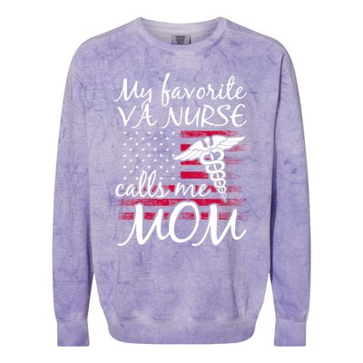 My Favorite Va Nurse Calls Me Mom Va Nurse Mom Gift Colorblast Crewneck Sweatshirt