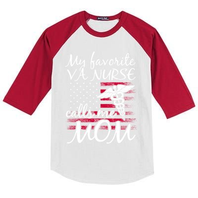 My Favorite Va Nurse Calls Me Mom Va Nurse Mom Gift Kids Colorblock Raglan Jersey