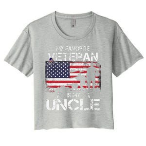 My Favorite Veteran Is My Uncle Flag Father Veterans Day Women's Crop Top Tee