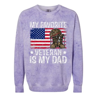 My Favorite Veteran Is My Dad Army Military Veterans Day Gift Colorblast Crewneck Sweatshirt