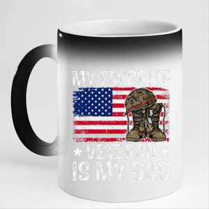 My Favorite Veteran Is My Dad Army Military Veterans Day Gift 11oz Black Color Changing Mug