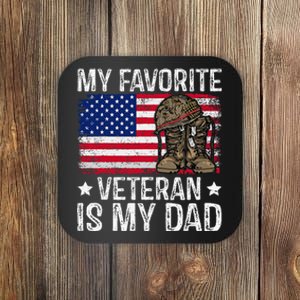 My Favorite Veteran Is My Dad Army Military Veterans Day Gift Coaster