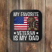 My Favorite Veteran Is My Dad Army Military Veterans Day Gift Coaster