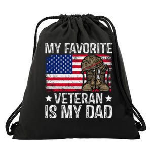 My Favorite Veteran Is My Dad Army Military Veterans Day Gift Drawstring Bag