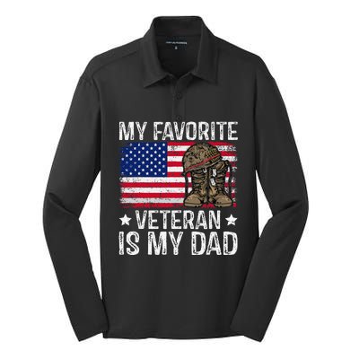 My Favorite Veteran Is My Dad Army Military Veterans Day Gift Silk Touch Performance Long Sleeve Polo