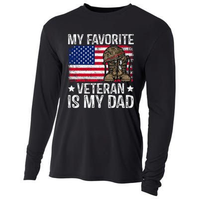 My Favorite Veteran Is My Dad Army Military Veterans Day Gift Cooling Performance Long Sleeve Crew