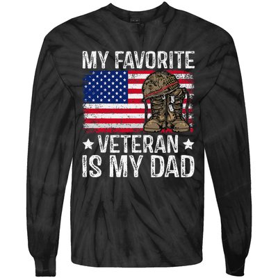 My Favorite Veteran Is My Dad Army Military Veterans Day Gift Tie-Dye Long Sleeve Shirt