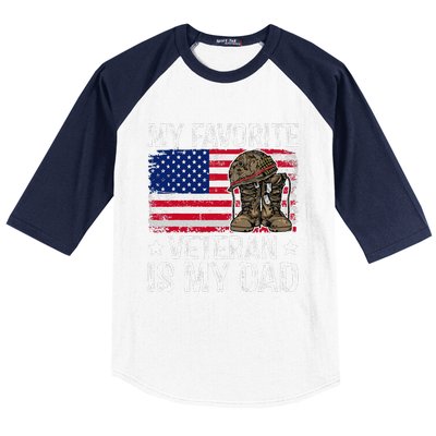 My Favorite Veteran Is My Dad Army Military Veterans Day Gift Baseball Sleeve Shirt