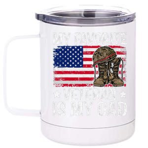 My Favorite Veteran Is My Dad Army Military Veterans Day Gift 12 oz Stainless Steel Tumbler Cup