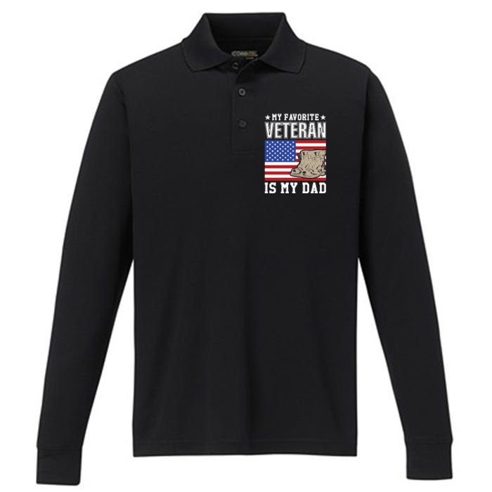 My Favorite Veteran Is My Dad Performance Long Sleeve Polo