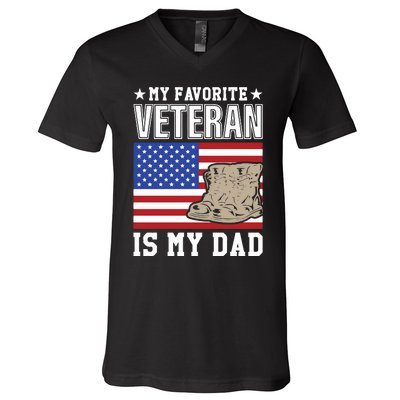 My Favorite Veteran Is My Dad V-Neck T-Shirt