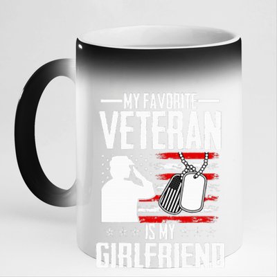 My Favorite Veteran Is My Girlfriend Usa Flag Vintage 11oz Black Color Changing Mug