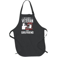 My Favorite Veteran Is My Girlfriend Usa Flag Vintage Full-Length Apron With Pockets