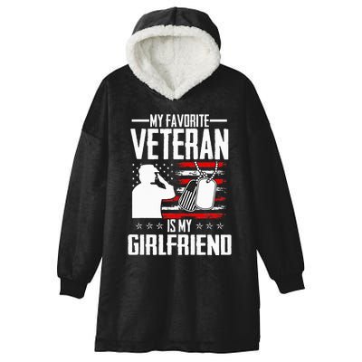 My Favorite Veteran Is My Girlfriend Usa Flag Vintage Hooded Wearable Blanket