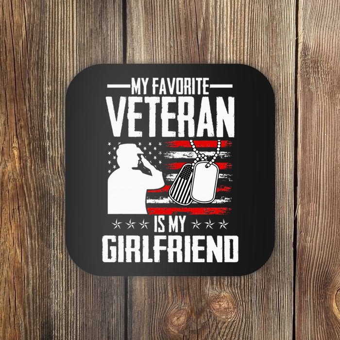 My Favorite Veteran Is My Girlfriend Usa Flag Vintage Coaster