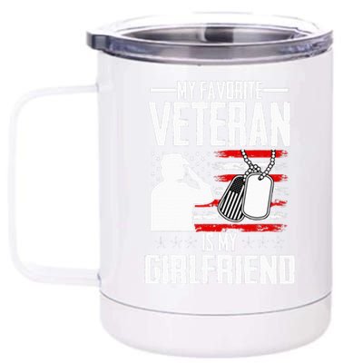 My Favorite Veteran Is My Girlfriend Usa Flag Vintage 12 oz Stainless Steel Tumbler Cup