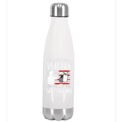 My Favorite Veteran Is My Girlfriend Usa Flag Vintage Stainless Steel Insulated Water Bottle