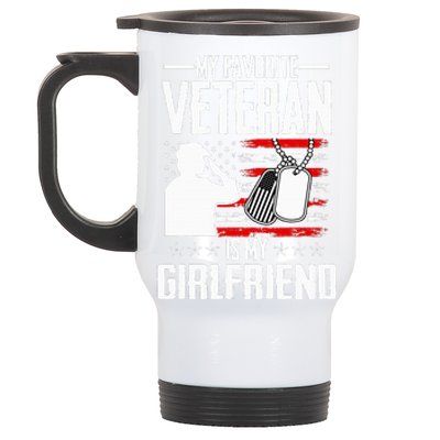 My Favorite Veteran Is My Girlfriend Usa Flag Vintage Stainless Steel Travel Mug