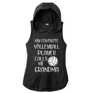 My Favorite Volleyball Player Calls Me Grandma Ladies PosiCharge Tri-Blend Wicking Draft Hoodie Tank