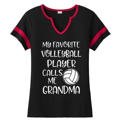 My Favorite Volleyball Player Calls Me Grandma Ladies Halftime Notch Neck Tee