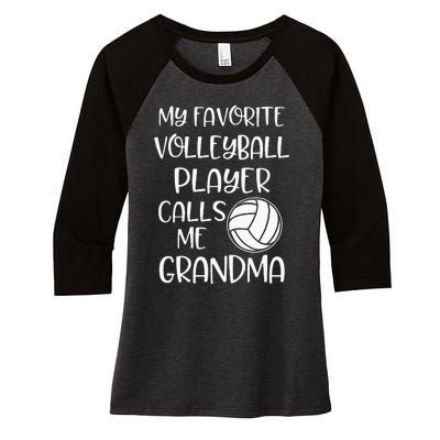 My Favorite Volleyball Player Calls Me Grandma Women's Tri-Blend 3/4-Sleeve Raglan Shirt