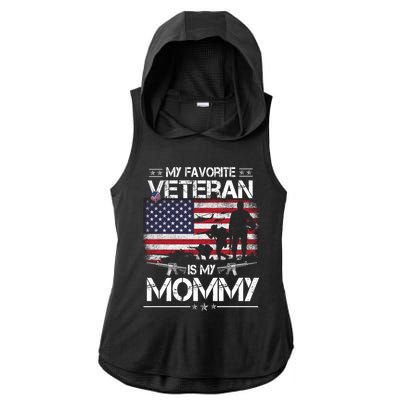 My Favorite Veteran Is My Mommy Gift Flag Mother Veterans Day Gift Ladies PosiCharge Tri-Blend Wicking Draft Hoodie Tank