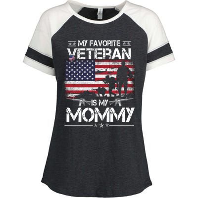 My Favorite Veteran Is My Mommy Gift Flag Mother Veterans Day Gift Enza Ladies Jersey Colorblock Tee