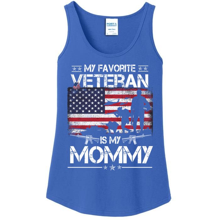 My Favorite Veteran Is My Mommy Gift Flag Mother Veterans Day Gift Ladies Essential Tank