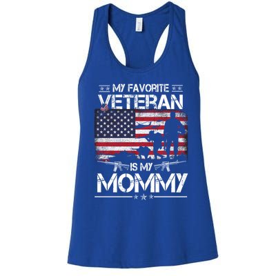 My Favorite Veteran Is My Mommy Gift Flag Mother Veterans Day Gift Women's Racerback Tank