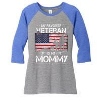 My Favorite Veteran Is My Mommy Gift Flag Mother Veterans Day Gift Women's Tri-Blend 3/4-Sleeve Raglan Shirt