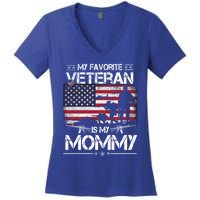 My Favorite Veteran Is My Mommy Gift Flag Mother Veterans Day Gift Women's V-Neck T-Shirt