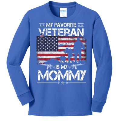 My Favorite Veteran Is My Mommy Gift Flag Mother Veterans Day Gift Kids Long Sleeve Shirt