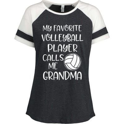 My Favorite Volleyball Player Calls Me Grandma Enza Ladies Jersey Colorblock Tee