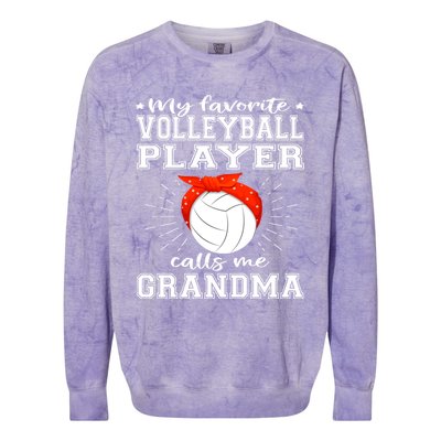 My Favorite Volleyball Player Calls Me Grandma Sport Family Gift Colorblast Crewneck Sweatshirt