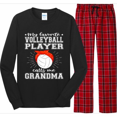 My Favorite Volleyball Player Calls Me Grandma Sport Family Gift Long Sleeve Pajama Set