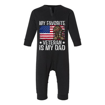 My Favorite Veteran Is My Dad Army Military Infant Fleece One Piece