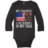 My Favorite Veteran Is My Dad Army Military Baby Long Sleeve Bodysuit