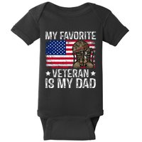 My Favorite Veteran Is My Dad Army Military Baby Bodysuit