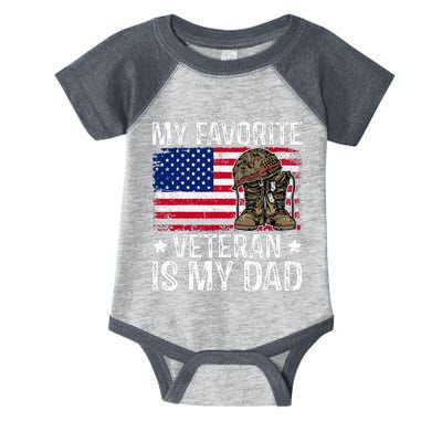 My Favorite Veteran Is My Dad Army Military Infant Baby Jersey Bodysuit