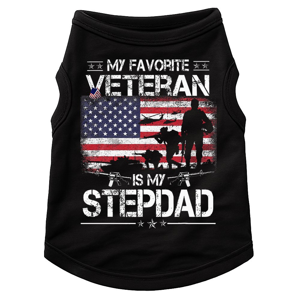 My Favorite Veteran Is My Stepdad Flag Father Veterans Day Doggie Tank