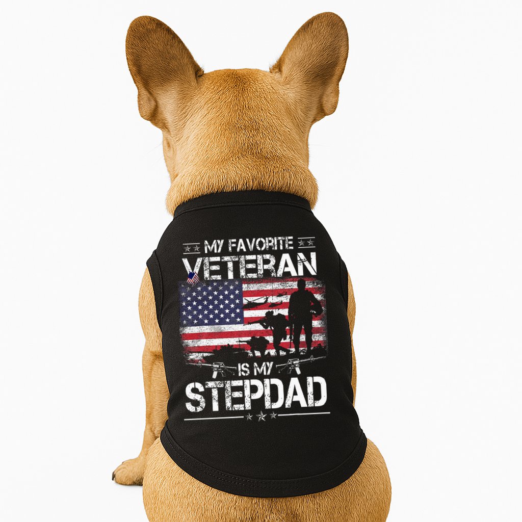 My Favorite Veteran Is My Stepdad Flag Father Veterans Day Doggie Tank
