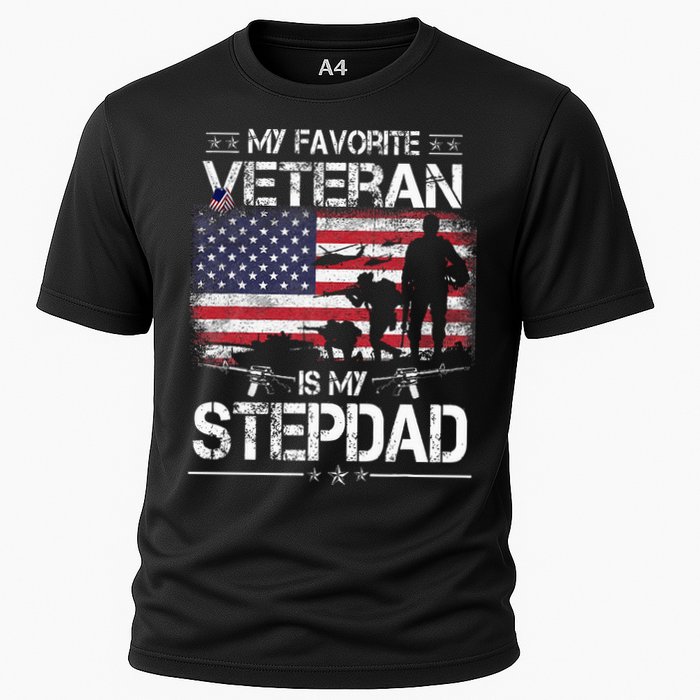 My Favorite Veteran Is My Stepdad Flag Father Veterans Day Cooling Performance Crew T-Shirt
