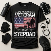 My Favorite Veteran Is My Stepdad Flag Father Veterans Day Cooling Performance Crew T-Shirt