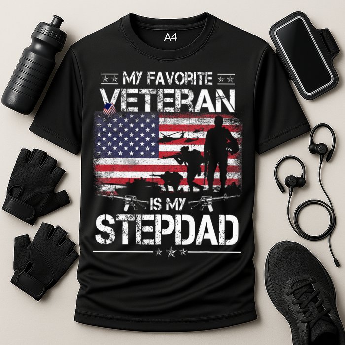 My Favorite Veteran Is My Stepdad Flag Father Veterans Day Cooling Performance Crew T-Shirt