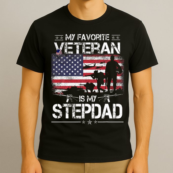 My Favorite Veteran Is My Stepdad Flag Father Veterans Day T-Shirt