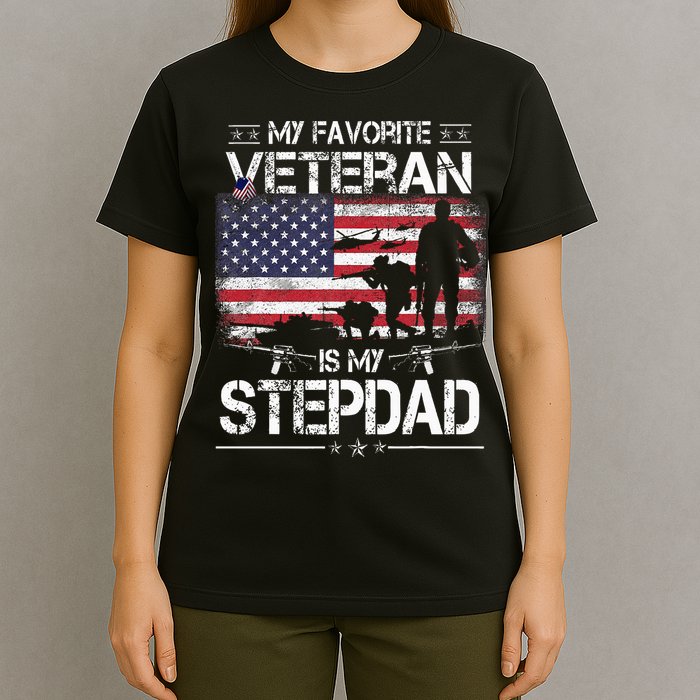 My Favorite Veteran Is My Stepdad Flag Father Veterans Day T-Shirt