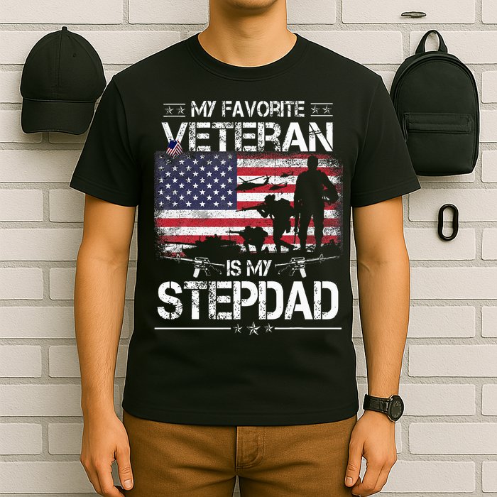 My Favorite Veteran Is My Stepdad Flag Father Veterans Day T-Shirt