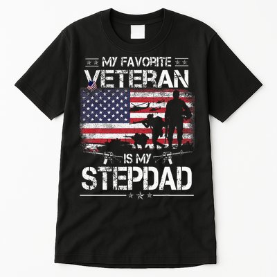 My Favorite Veteran Is My Stepdad Flag Father Veterans Day Tall T-Shirt